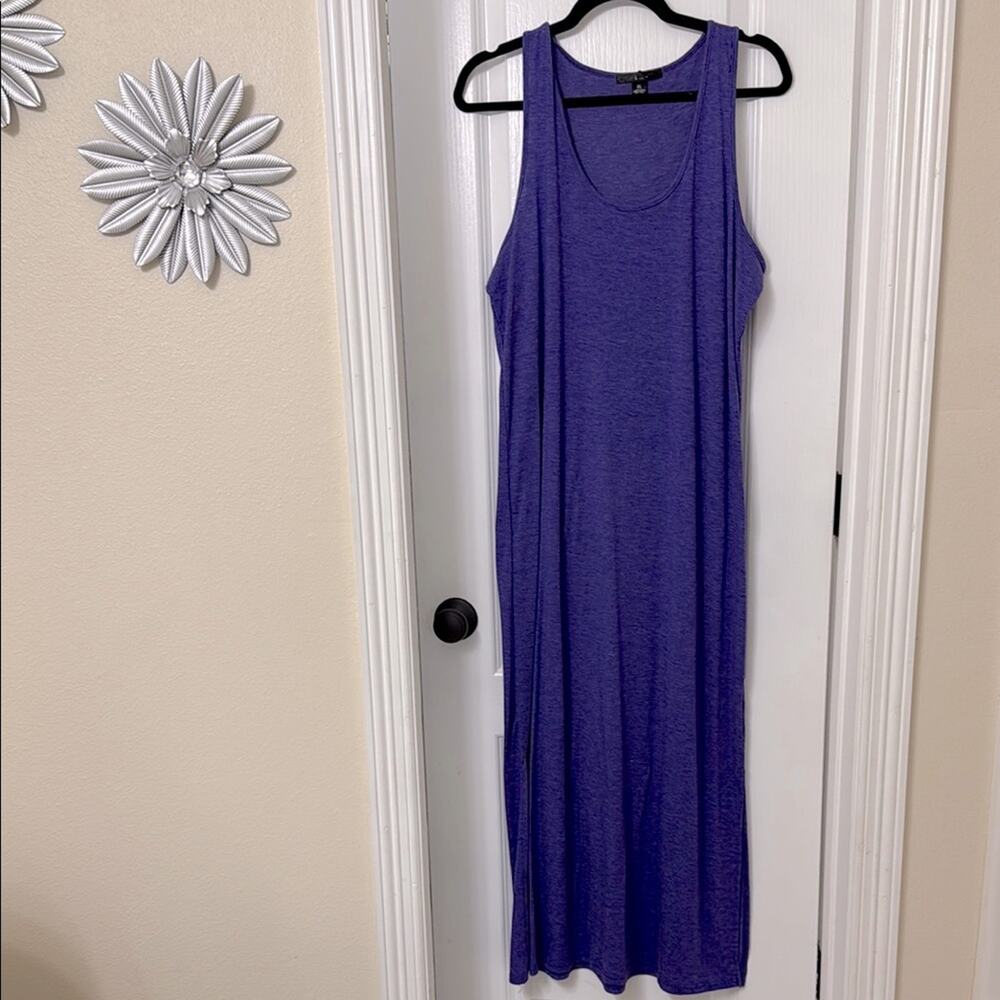 Sin & lover sleeveless purple maxi tank dress side slits XL
